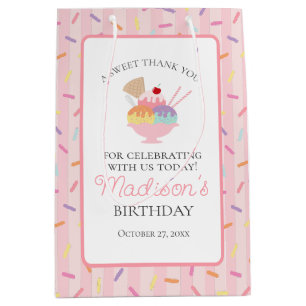 Ice Cream Sundae Heres the Scoop Birthday Favours Medium Gift Bag