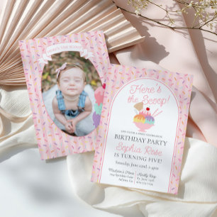 Ice Cream Sundae Heres the Scoop Birthday Party Invitation
