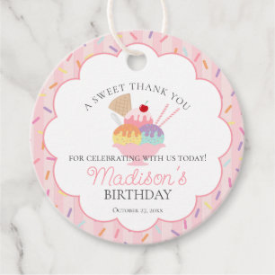 Ice Cream Sundae Heres the Scoop Sweet Birthday Favour Tags