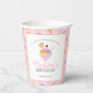 Ice Cream Sundae Heres the Scoop Sweet Birthday Paper Cups