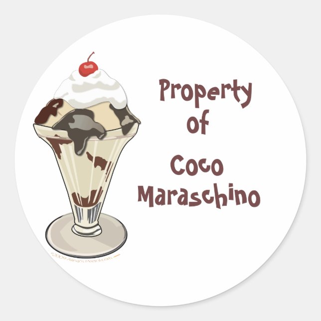 Ice Cream Sundae Hot Fudge Custom Stickers (Front)