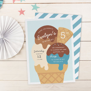 Ice Cream Sundae Kids Birthday Party Invitation
