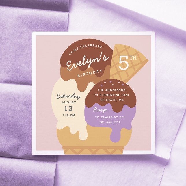Ice Cream Sundae Kids Birthday Party Invitation (Creator Uploaded)