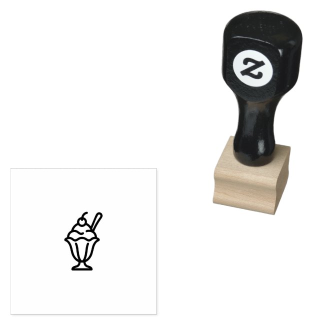 Ice Cream Sundae Outline Rubber Stamp (Stamped)