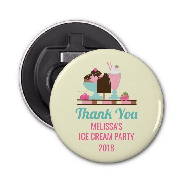 Ice Cream Sundae Party Thank You Bottle Opener (Front)