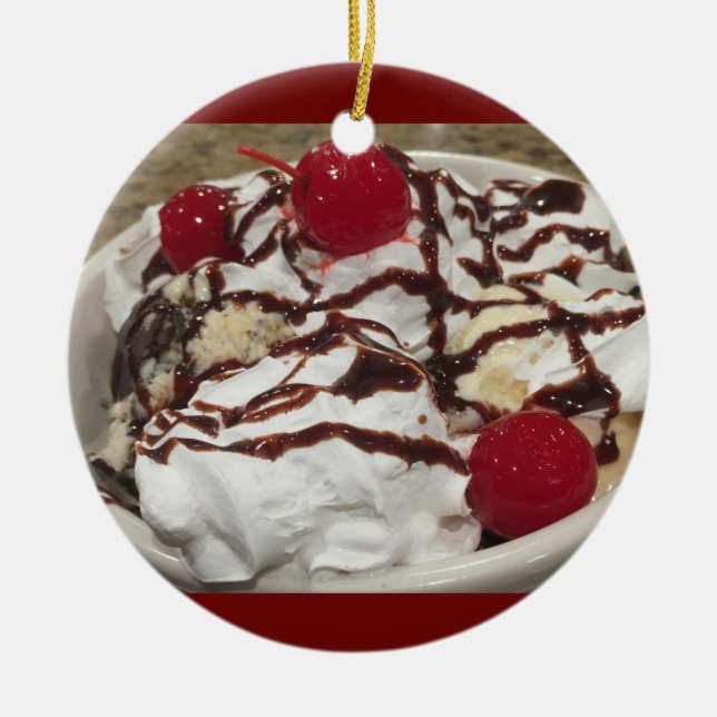 Ice Cream Sundae Photo Ceramic Ornament (Front)