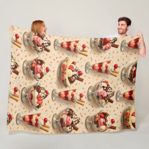 Ice cream sundae premium fleece blanket
