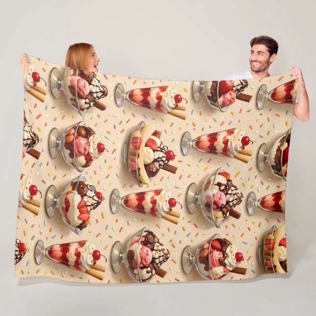 Ice cream sundae premium fleece blanket (In Situ)