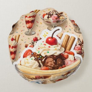 Ice cream sundae premium round cushion