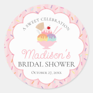 Ice Cream Sundae Scooped Up Sweet Bridal Shower Classic Round Sticker