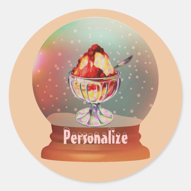 Ice cream sundae snow globe cute sticker (Front)