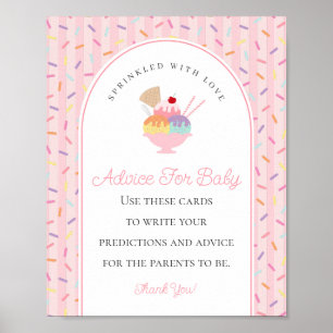 Ice Cream Sundae Sprinkled with Love Baby Advice Poster