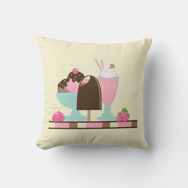 Ice Cream Sundae Summery Treats Cushion (Front)