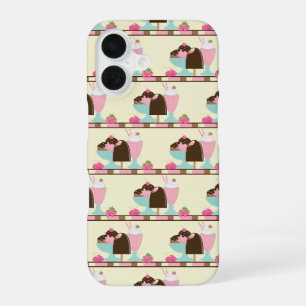 Ice Cream Sundae Summery Treats Pattern iPhone 16 Case
