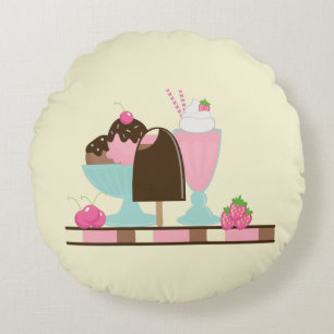 Ice Cream Sundae Summery Treats Round Cushion
