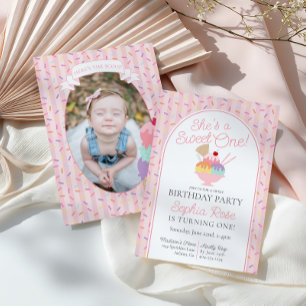 Ice Cream Sundae Sweet One First Birthday Party Invitation