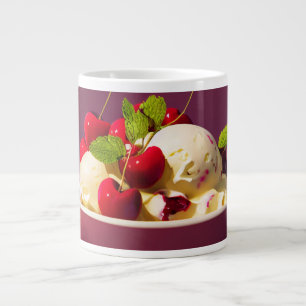 Ice cream sundae with cherries and syrup large coffee mug