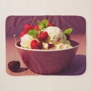 Ice cream sundae with cherries and syrup sherpa blanket