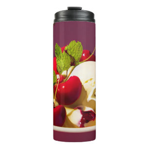 Ice cream sundae with cherries and syrup thermal tumbler