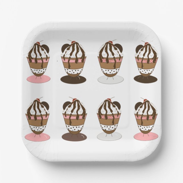 Ice Cream Sundaes Party Plates (Front)