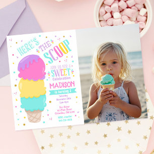 Ice Cream Sweet Birthday Party Photo Invitation