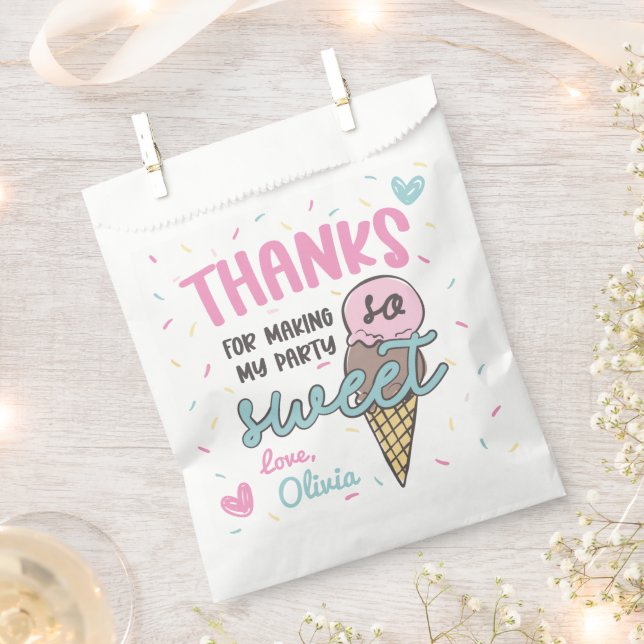 Ice Cream Sweet Celebration Birthday Thank You Favour Bag (Clipped)