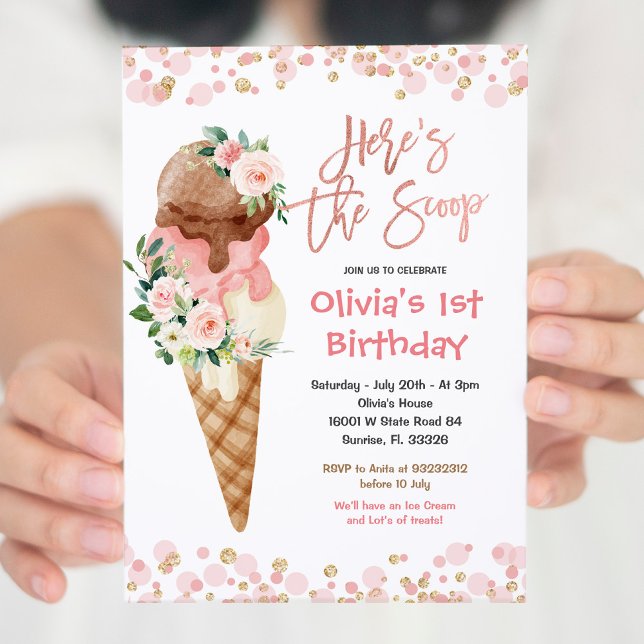 Ice Cream Sweet One Birthday  Invitation (Creator Uploaded)