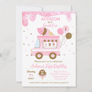 Ice Cream Sweet One First 1st Birthday Invitations