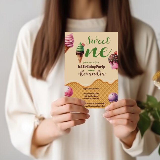 Ice Cream Sweet One First Birthday Invitation (Creator Uploaded)