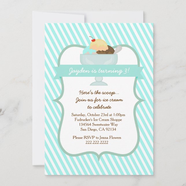 Ice Cream Sweets Birthday Party Invitation (Front)