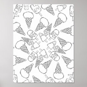Ice Cream Swirl - Coloring Page Poster