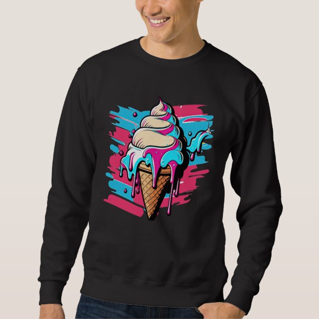 Ice Cream Synthwave 80s Retrowave Aesthetic  1 Sweatshirt (Front)