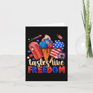 Ice Cream Tastes Like Freedom 4th July American Fl Card