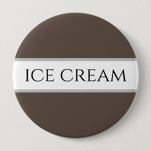 ICE CREAM Text Fun Chocolate Brown White Stripes 10 Cm Round Badge