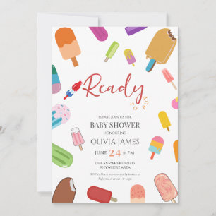 Ice cream theme baby shower invitation