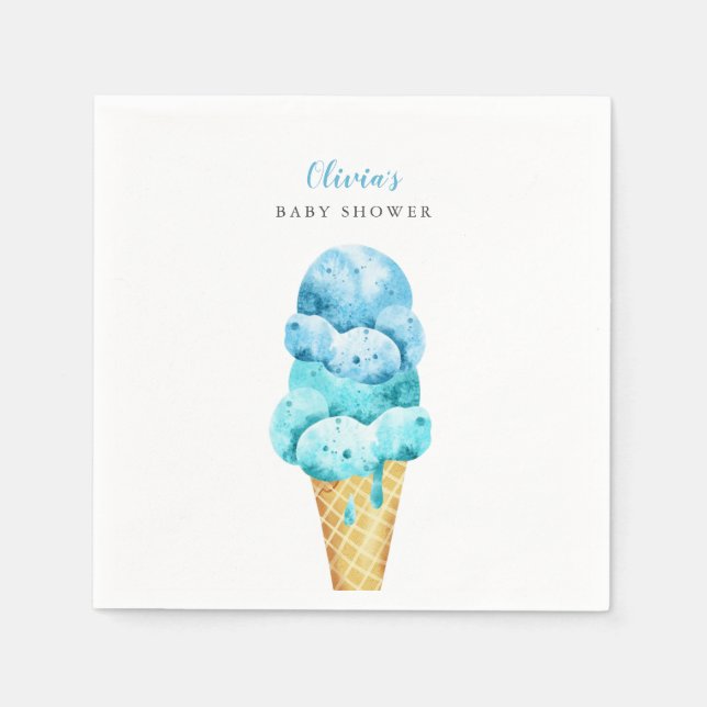 Ice Cream Theme Boy Baby Shower Napkin (Front)