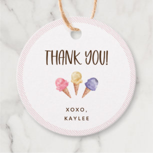Ice Cream Theme Thank You Favour Tags