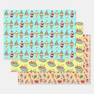 Ice Cream Themed Birthday Wrapping Paper Sheet
