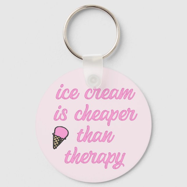 Ice cream therapy - Funny Summer Quote Key Ring (Front)
