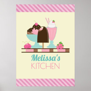 Ice Cream Treats Personalised Kitchen Poster