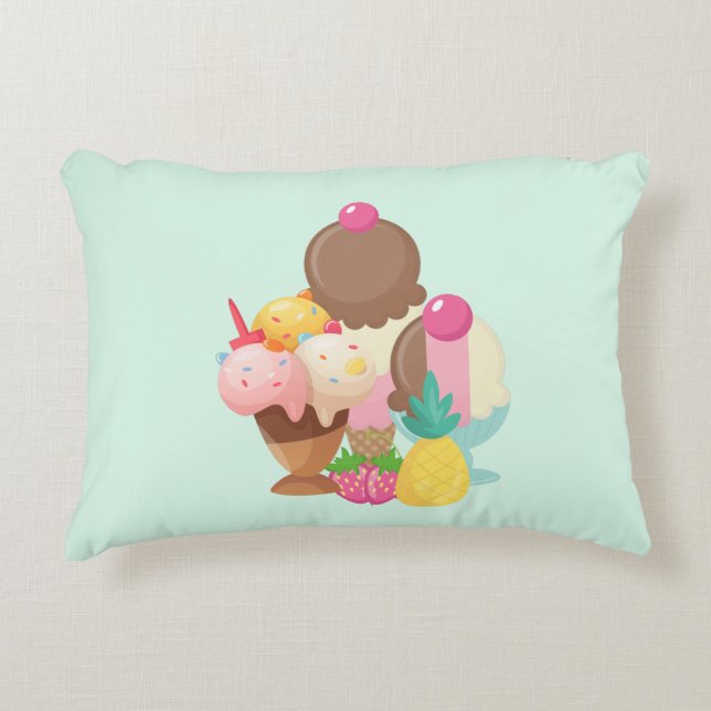 Ice Cream Trio Neopolitan Flavour Decorative Cushion (Front)
