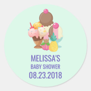 Ice Cream Trio Neopolitan Flavour Save the Date Classic Round Sticker
