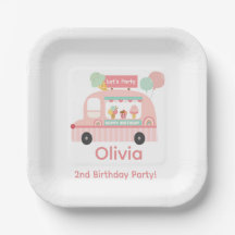 Ice Cream Truck 2nd Birthday Party Paper Plates