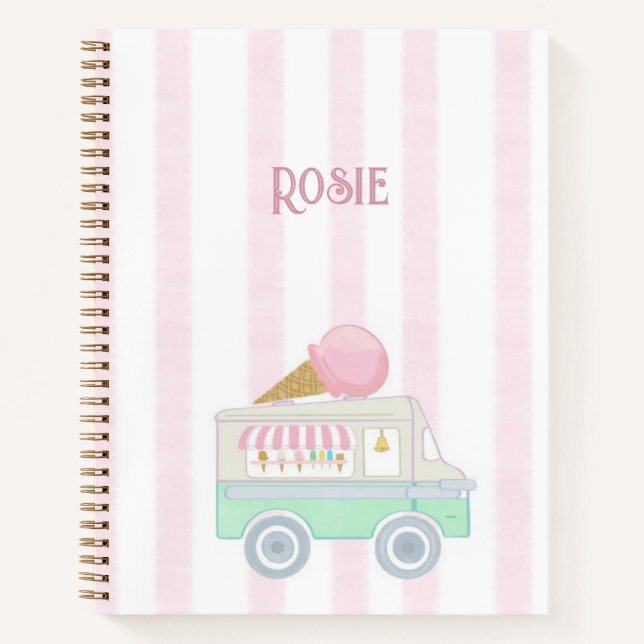 Ice Cream Truck Back To School Nostalgic Retro Notebook (Front)