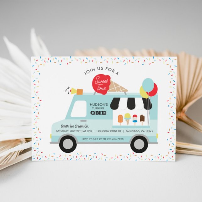 Ice Cream Truck Birthday Party Invitation (Ice Cream Birthday Party Invitation)