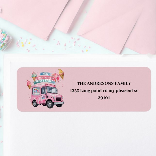"Ice Cream Truck Birthday  Return Address Label (Creator Uploaded)