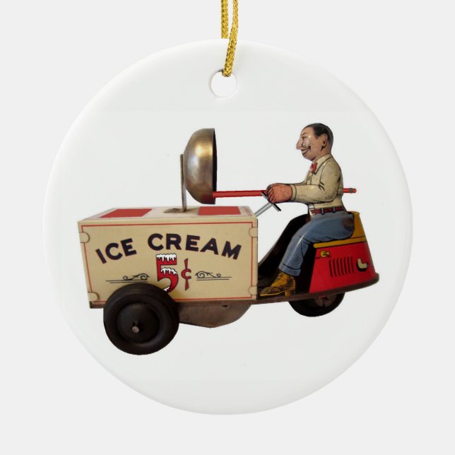 Ice Cream Truck Ceramic Tree Decoration (Front)