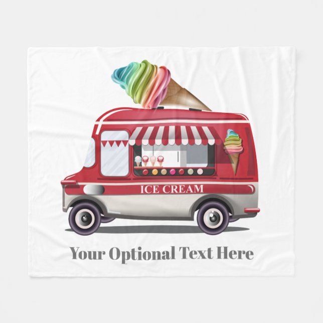 Ice Cream Truck custom text fleece blankets (Front (Horizontal))