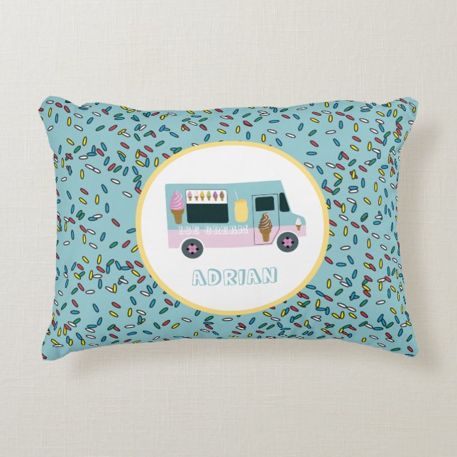 Ice Cream Truck Design  Decorative Cushion (Front)