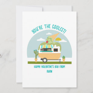 Ice Cream Truck Green Classroom Valentine Card